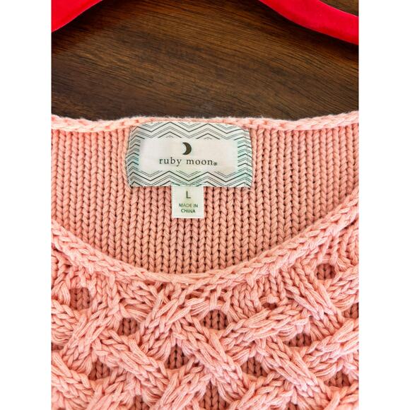 Ruby Moon Cable Knit Light Pink Sweater Womens Size Large - Picture 6 of 7